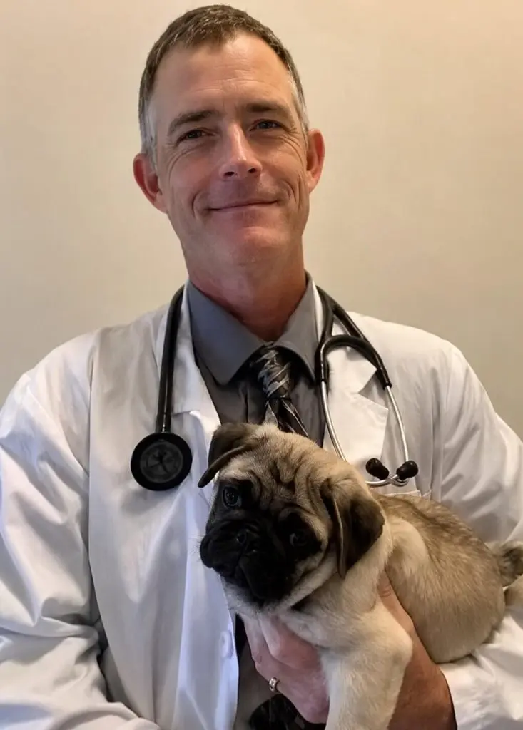 happy Jacksonville FL pet owner reviewing SJB Animal Care Center